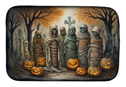 Mummies Spooky Halloween Dish Drying Mat Absorbent Dish Drying Mat Pad for Kitchen Counter Dish Drainer Mat for Countertop, 14 x 21", Multicolor
