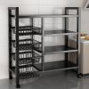 4-layer rolling mesh basket storage rack, universal roller skates for easy cleaning and storage, vegetable basket storage rack, kitchen storage rack