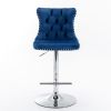 A&A Furniture,Swivel Velvet Barstools Adjusatble Seat Height from 25-33 Inch